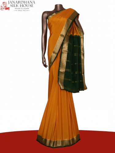 Classic Contrast Pure Mysore Crepe Silk Saree